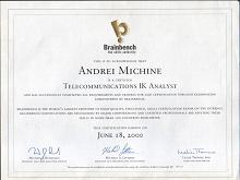 Сертификат на инженера Мишина Андрея 2000г.